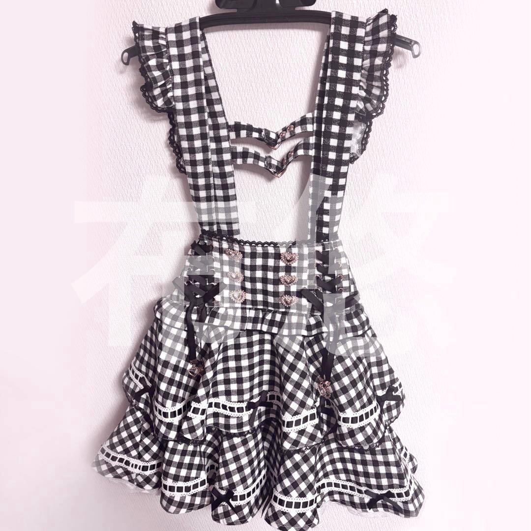 LIZLISA リズリサ はしごリボンギンガムティアードスカパン ブラック