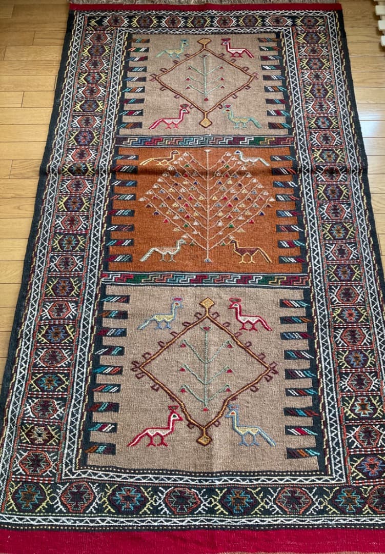 【在庫一掃セール】グーチャン キリム ウール 194cm×113cm