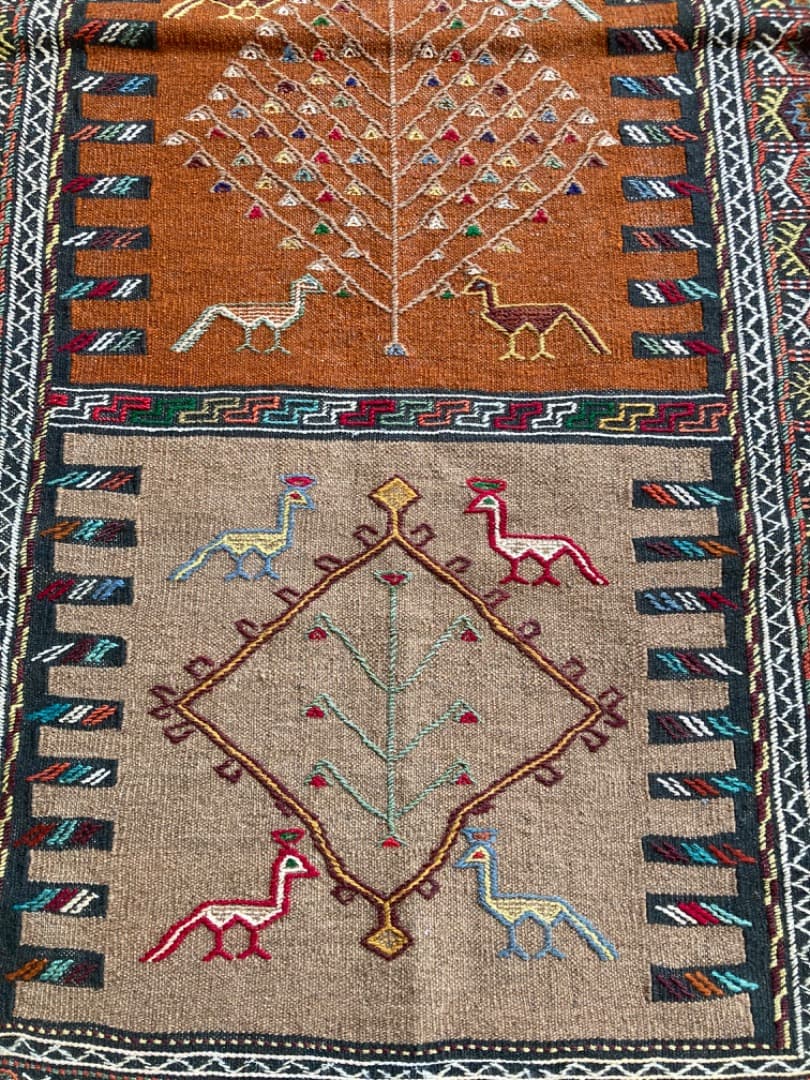 【在庫一掃セール】グーチャン キリム ウール 194cm×113cm