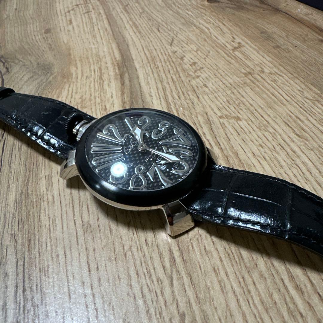 d*4様 箱付GaGa MILANO MANUALE 48 ブラック 黒 レザー