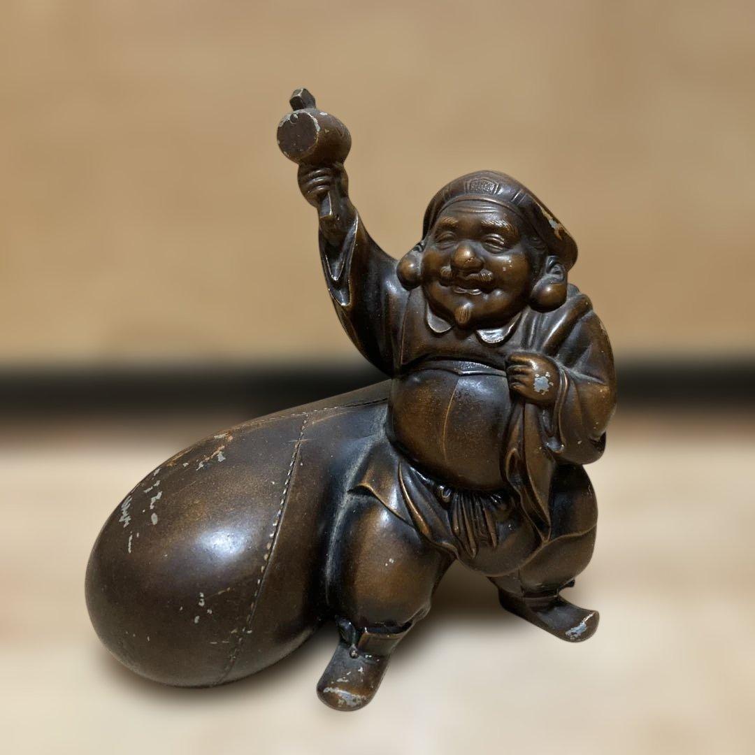ブロンズ製 大黒天置物　高さ約15cm