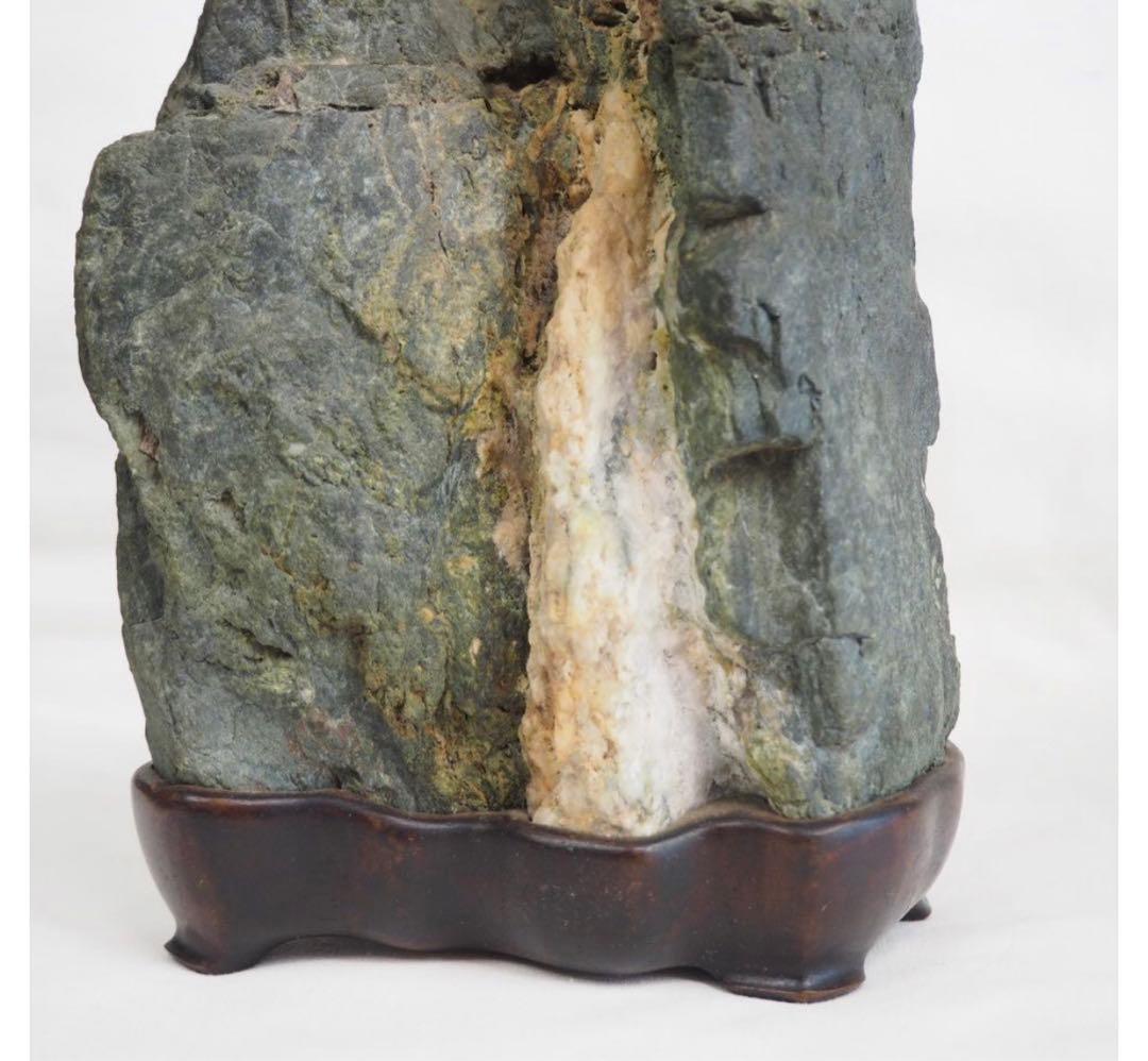 送料無料　水石愛好家蔵品放出　滝ある安部川石★大珍品★天然石・遠山石　唐木台座