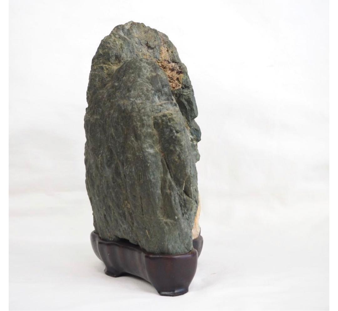 送料無料　水石愛好家蔵品放出　滝ある安部川石★大珍品★天然石・遠山石　唐木台座