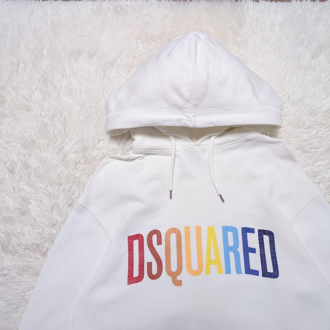 【人気モデル・良品】ディースクエアード☆パーカー プルオーバー 白×マルチカラー