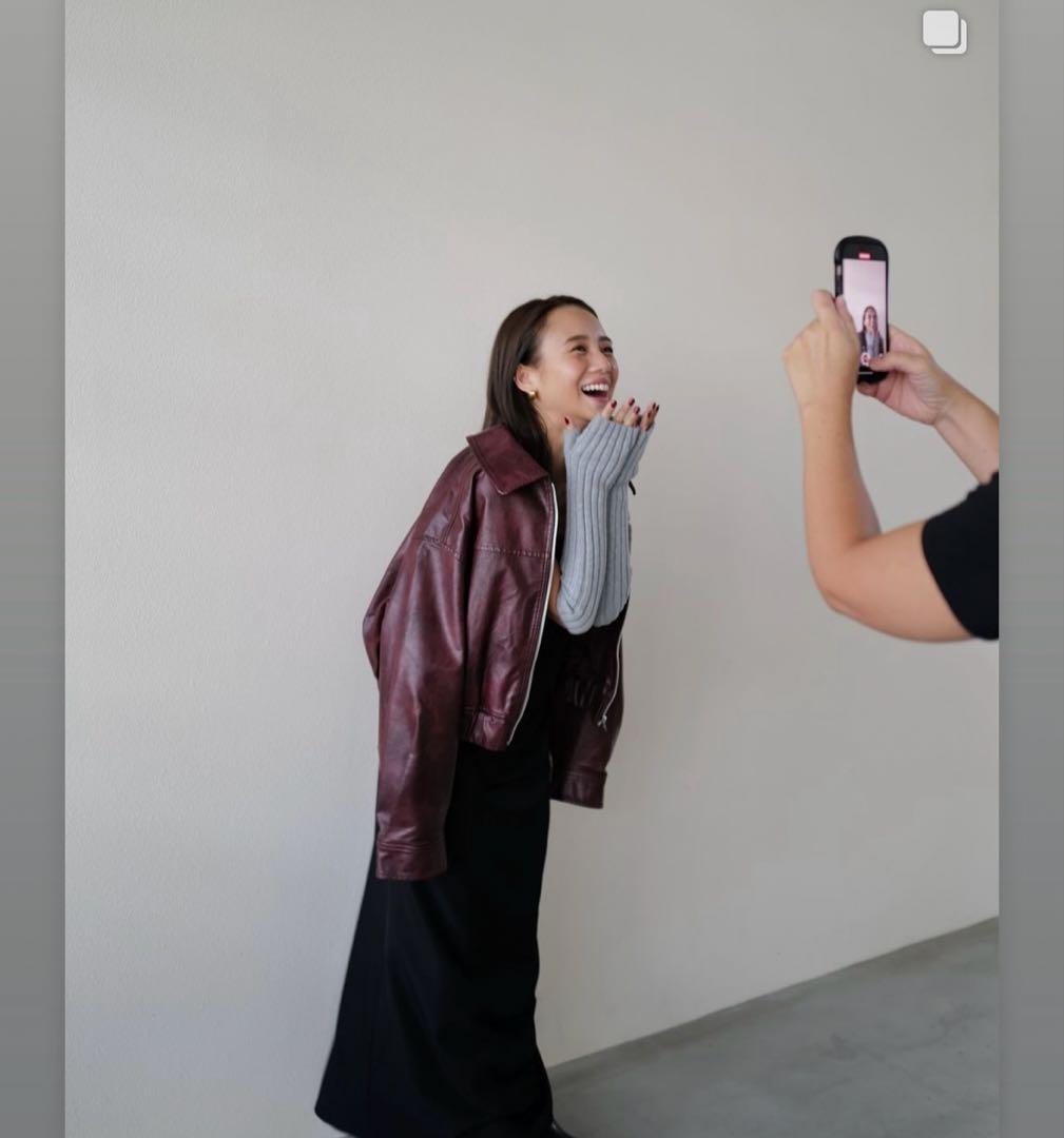 searoomlynn Ecoレザーヴィンテージブルゾン　ワインレッド