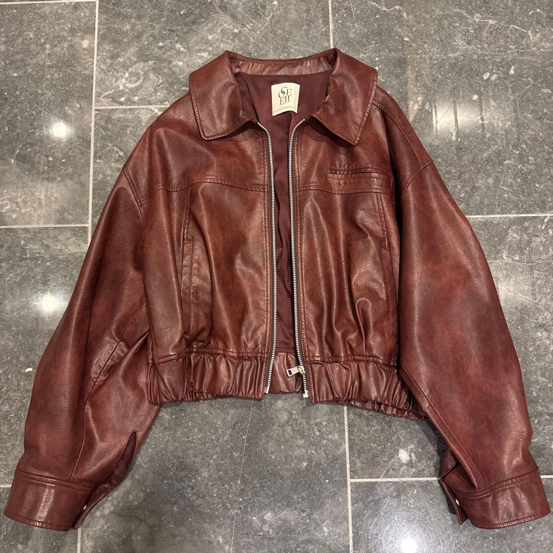 searoomlynn Ecoレザーヴィンテージブルゾン　ワインレッド