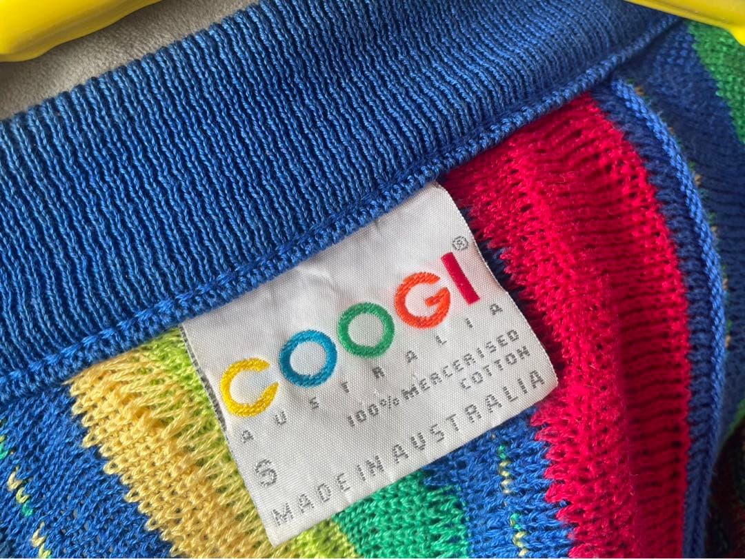 極美品◎90s COOGI ビューティフルパターン 3Dコットンカーディガン S