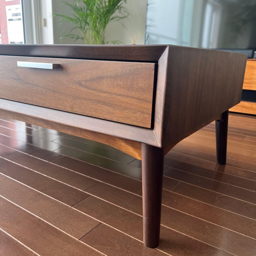 木製モダンセンターテーブル 引き出し付き ローボード