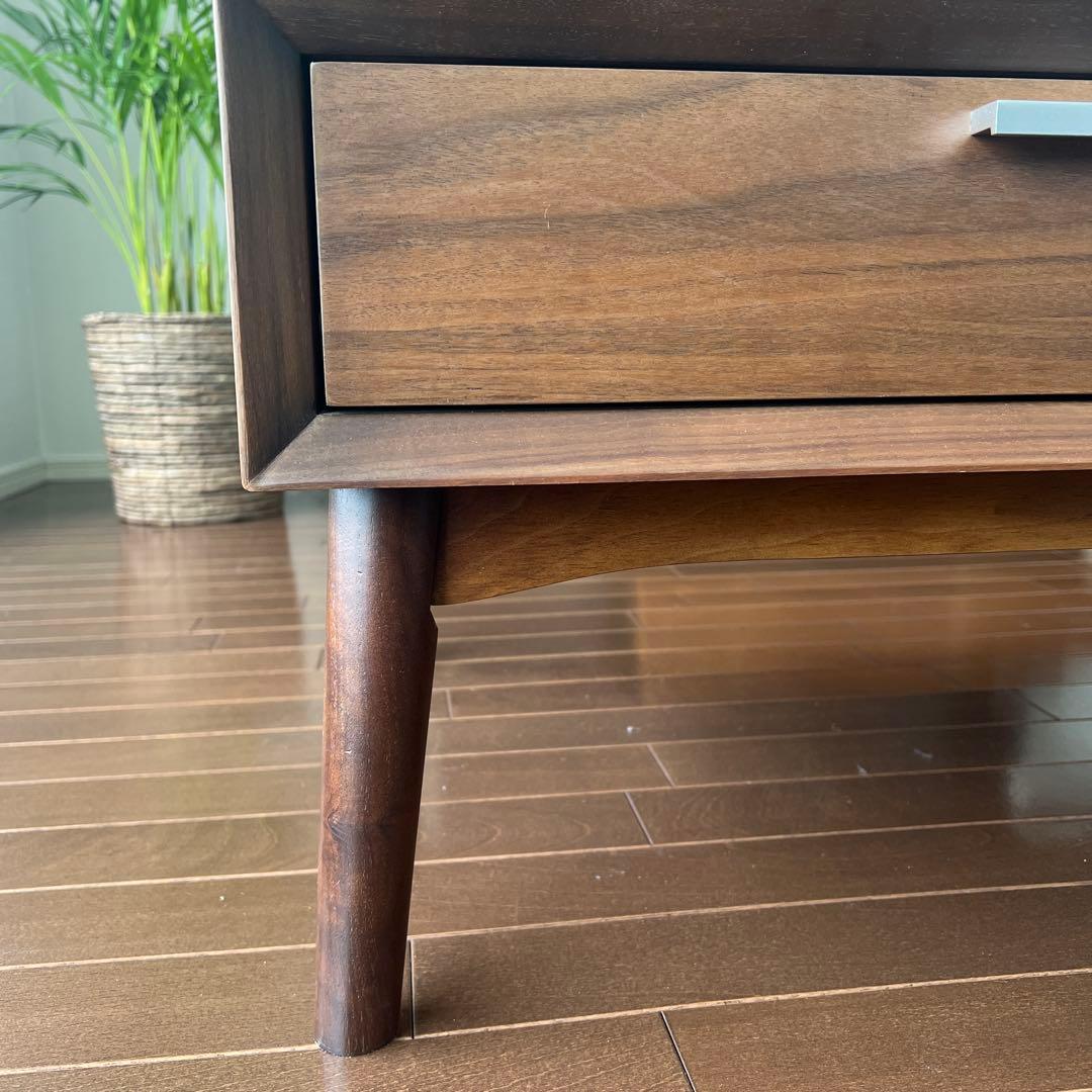 木製モダンセンターテーブル 引き出し付き ローボード