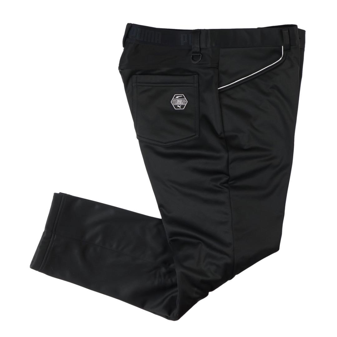 【S】秋冬 プーマ ゴルフ 保温 裏フリース ボンディング テーパードパンツ 黒