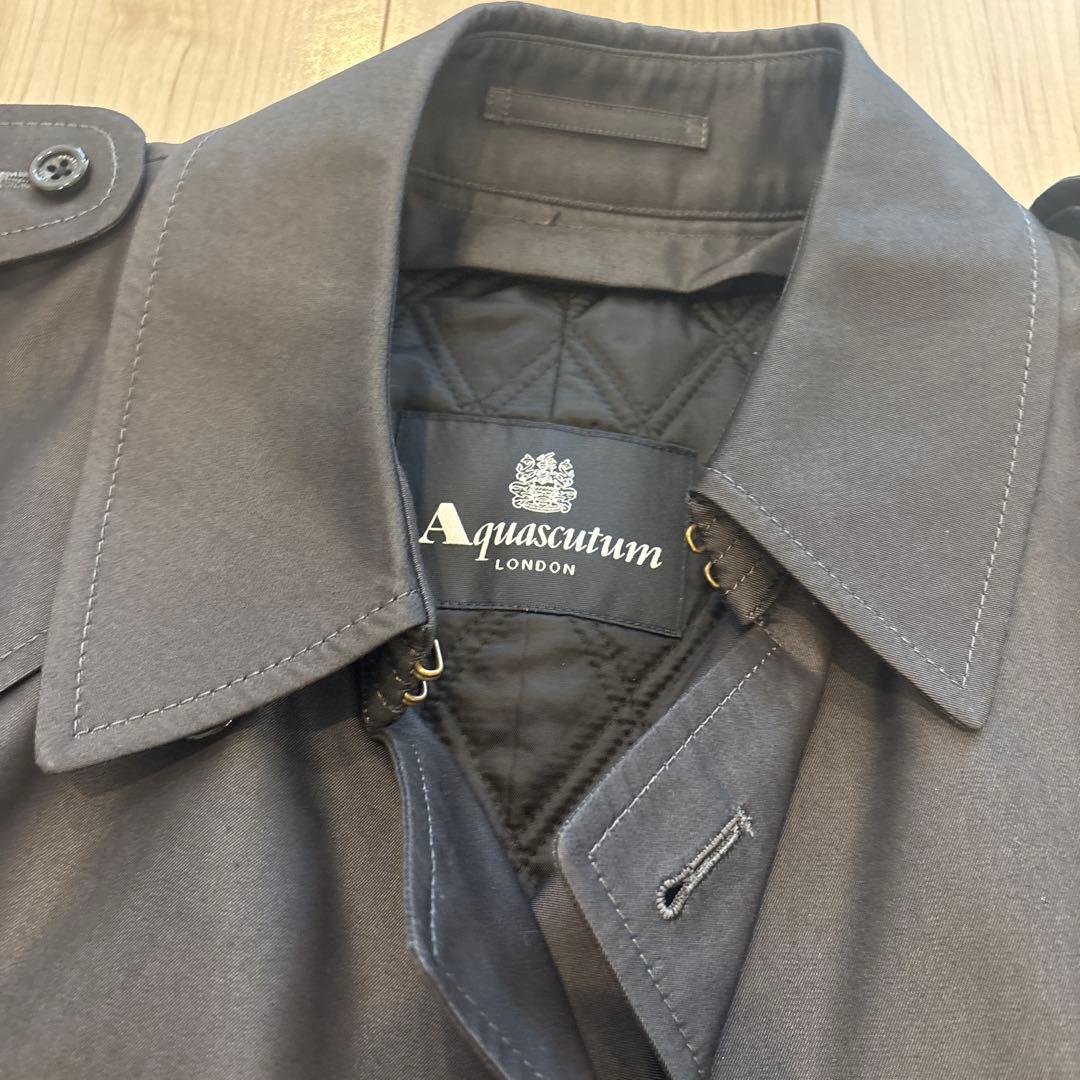 【美品】Aquascutum ダークグレー 冬用トレンチコート
