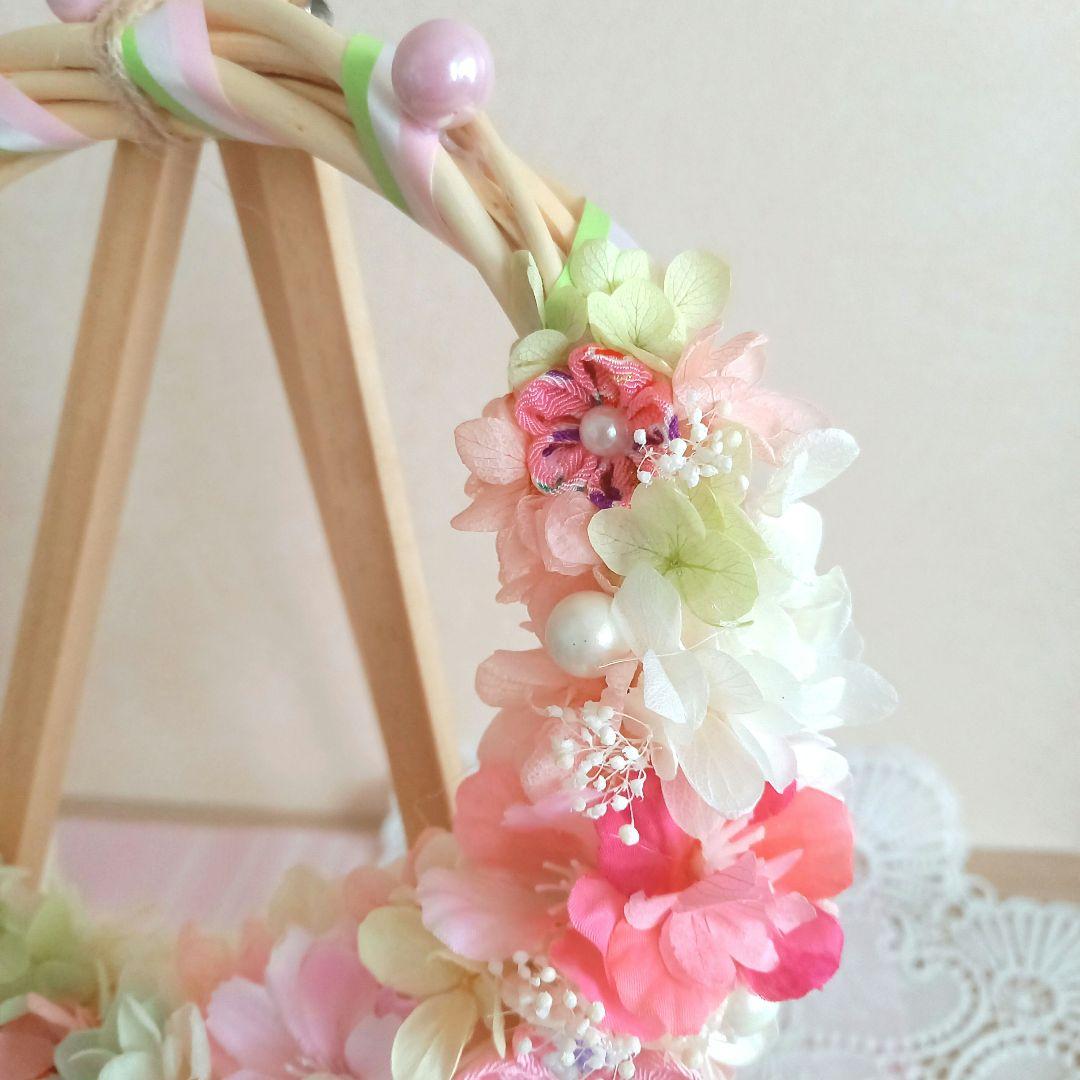 No６ *✿SAKURA✿*ちりめん細工とプリザのプリンセスリース