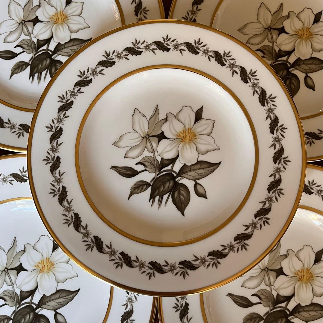 【未使用美品】ロイヤルウースター★白い花シリーズBERNINA★デザート皿　5枚