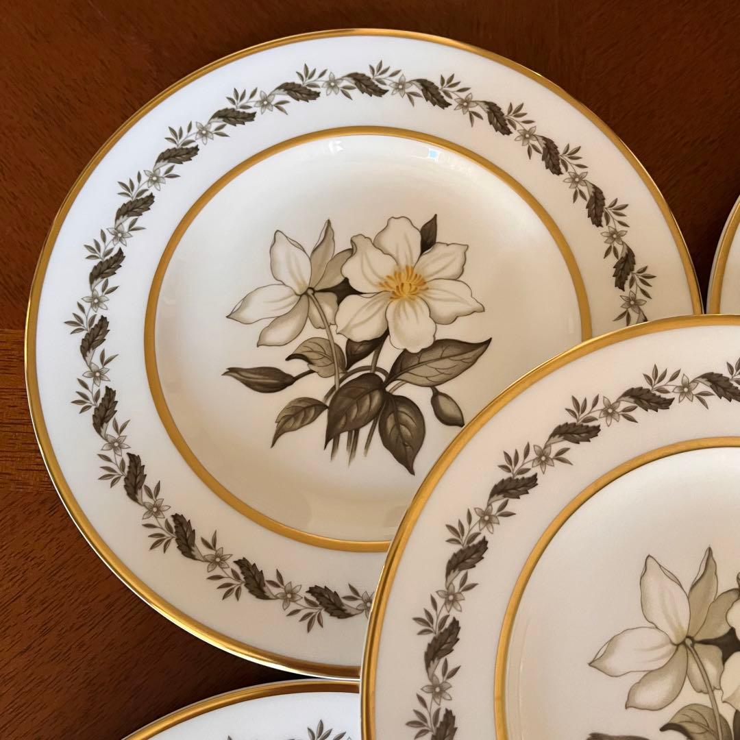 【未使用美品】ロイヤルウースター★白い花シリーズBERNINA★デザート皿　5枚