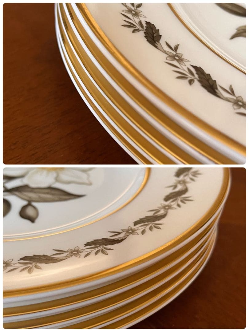 【未使用美品】ロイヤルウースター★白い花シリーズBERNINA★デザート皿　5枚