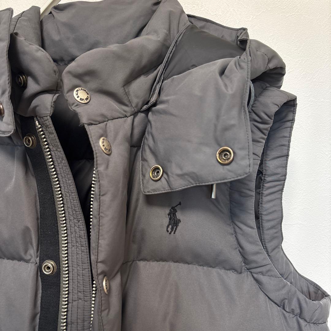 ▪️POLO RALPH LAUREN フード付　脱着可　ダウンベスト　ロゴ刺繍