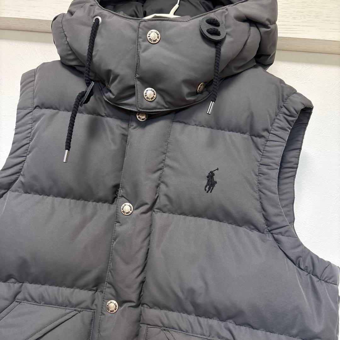 ▪️POLO RALPH LAUREN フード付　脱着可　ダウンベスト　ロゴ刺繍