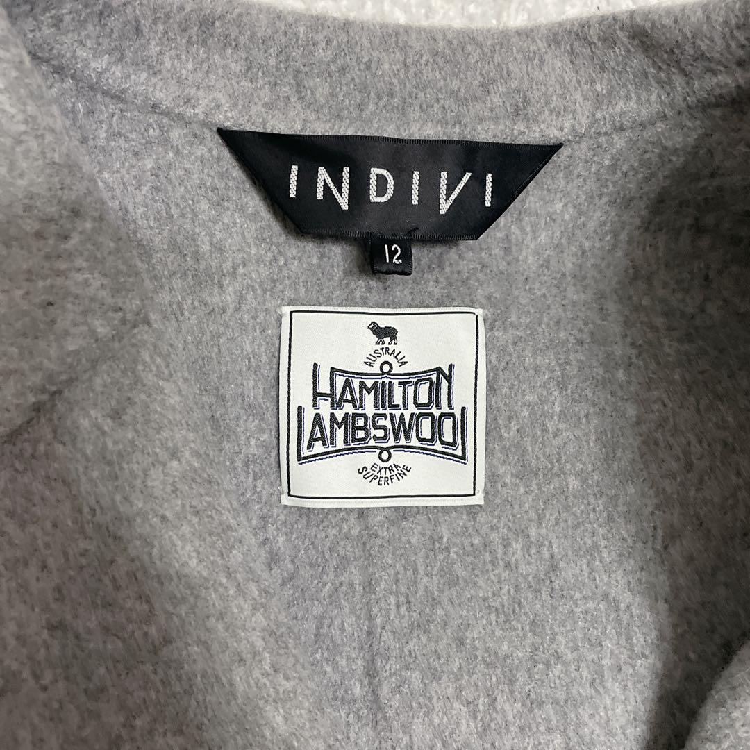 美品　INDIVI インディヴィ　ハミルトンウールリバーコート　グレー　12