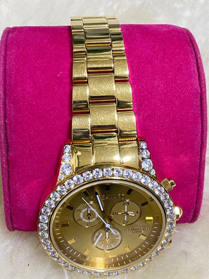 美品 FACEAWARD 腕時計 ゴールド クォーツ スワロフスキージルコニア