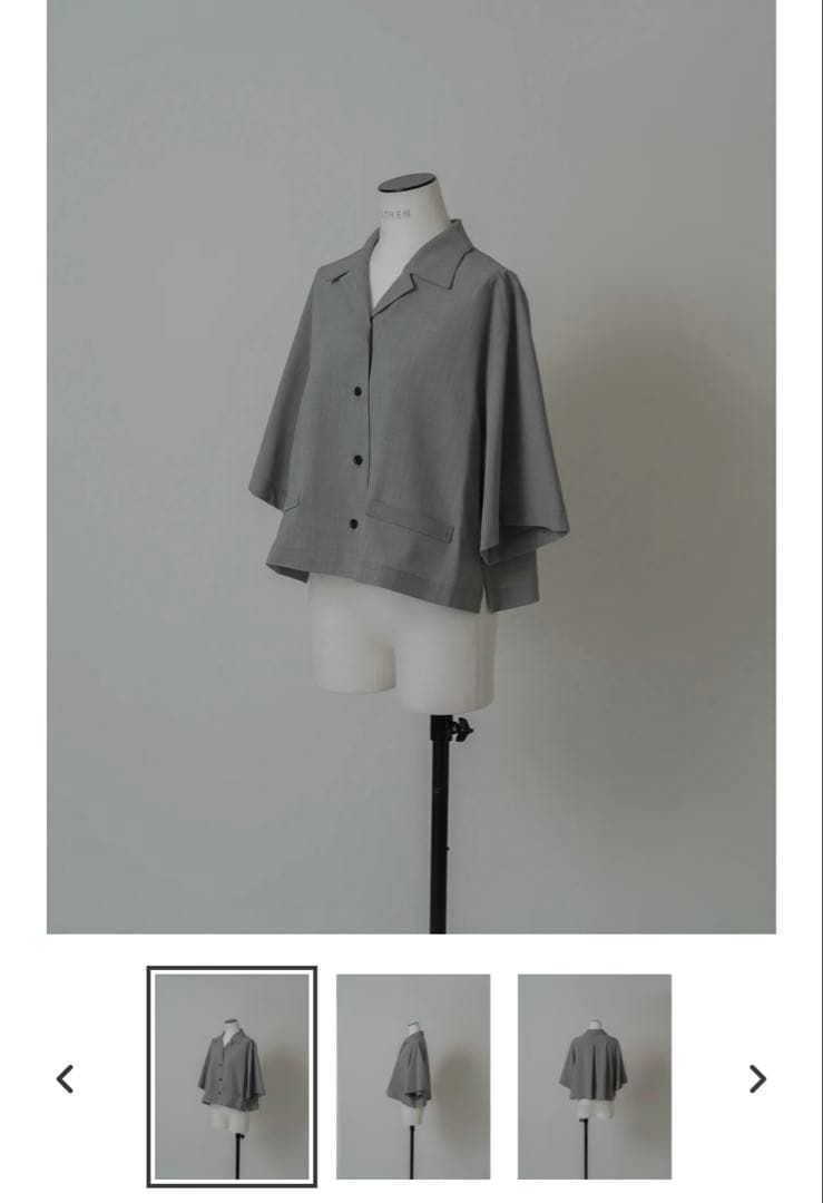 オープンカラークロップドシャツ　T.GRAY