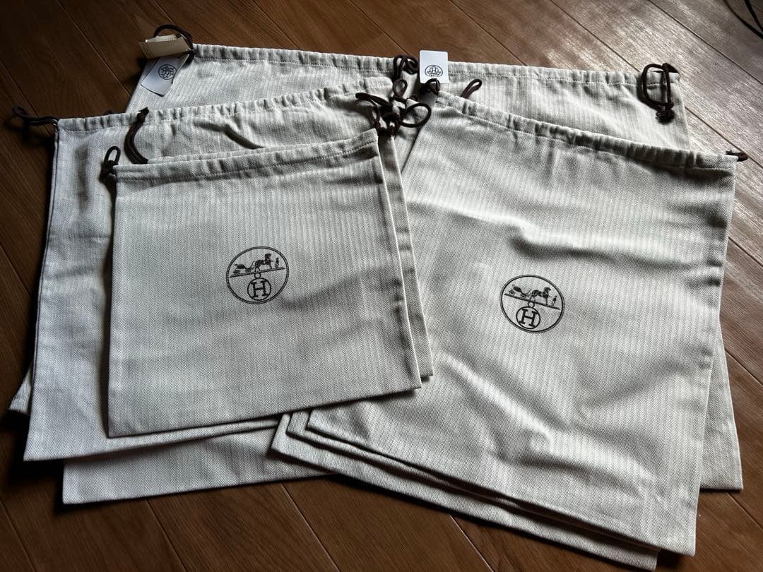 RY　エルメス 純正 ショップ保存袋 まとめ売り 巾着 ベージュ 7枚