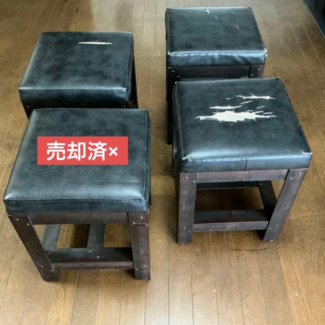 一脚 特注 IDEE IRON STOOL レザー レザー アイアン 椅子