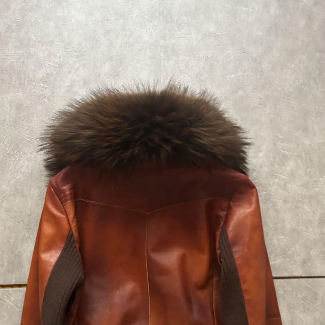 ジャケット・アウター archive grunge fur leather jacket brown