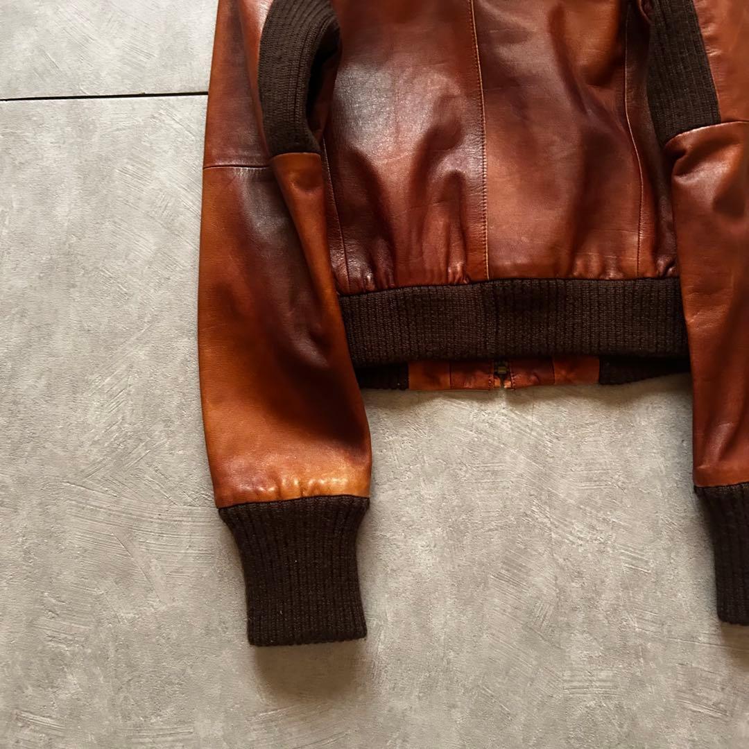 ジャケット・アウター archive grunge fur leather jacket brown