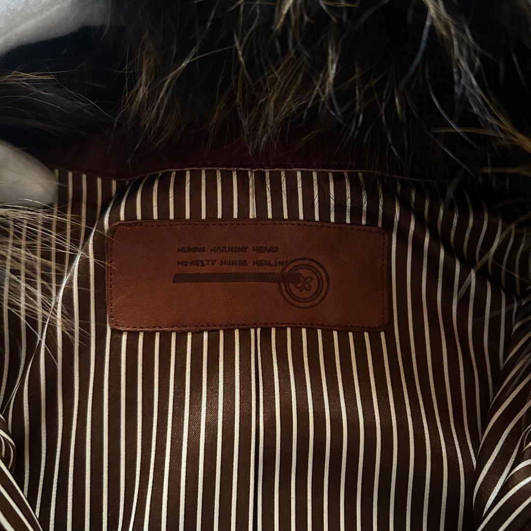 ジャケット・アウター archive grunge fur leather jacket brown