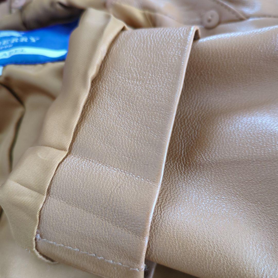 美品 バーバリー BURBERRY ラムレザー チェスターコート 軽量