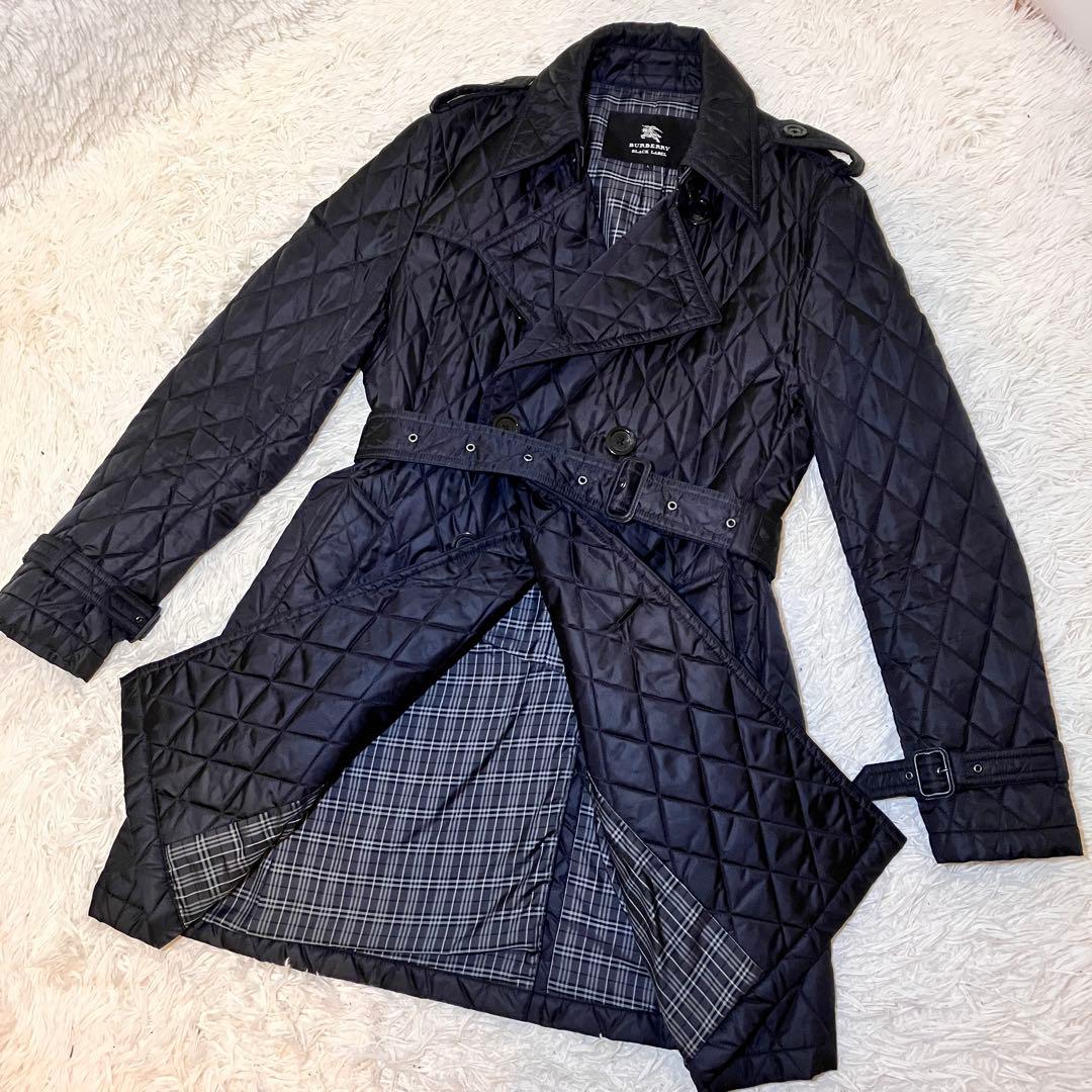 美品 バーバリーブラックレーベル キルティングトレンチコート ノバチェック L