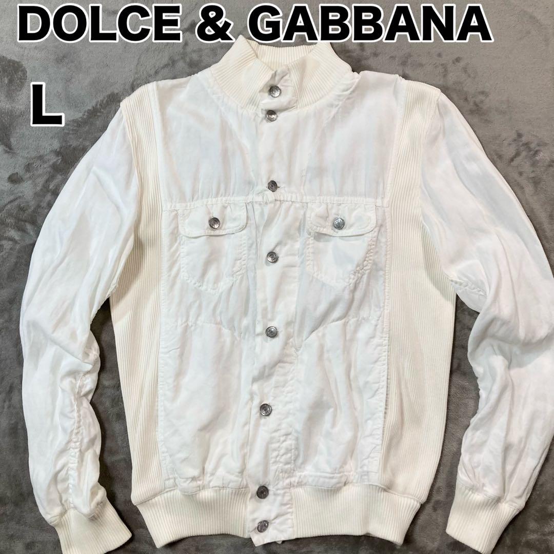 ドルチェ&ガッパーナ リネン100% ブルゾン ジャケット ホワイト 48(L)