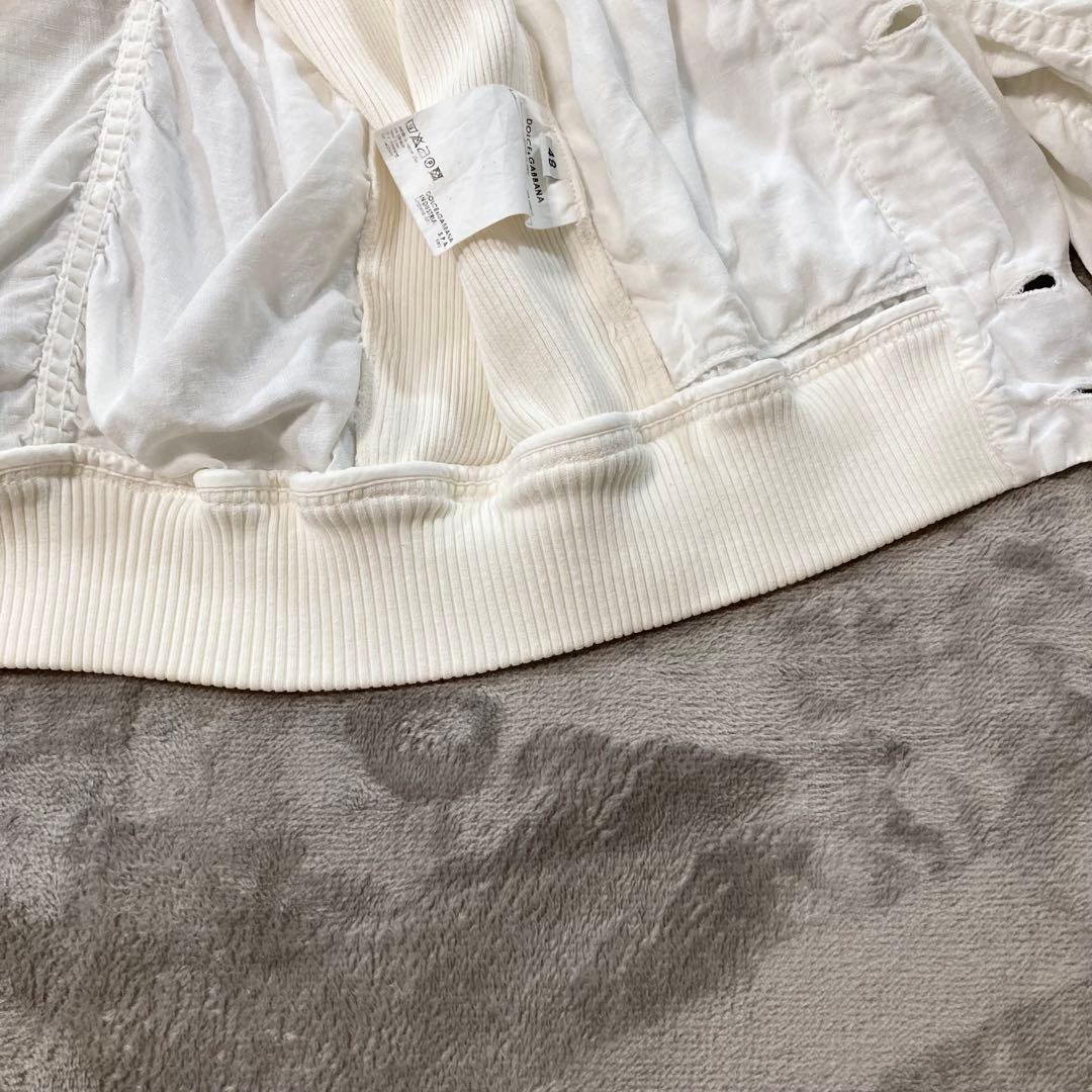 ドルチェ&ガッパーナ リネン100% ブルゾン ジャケット ホワイト 48(L)