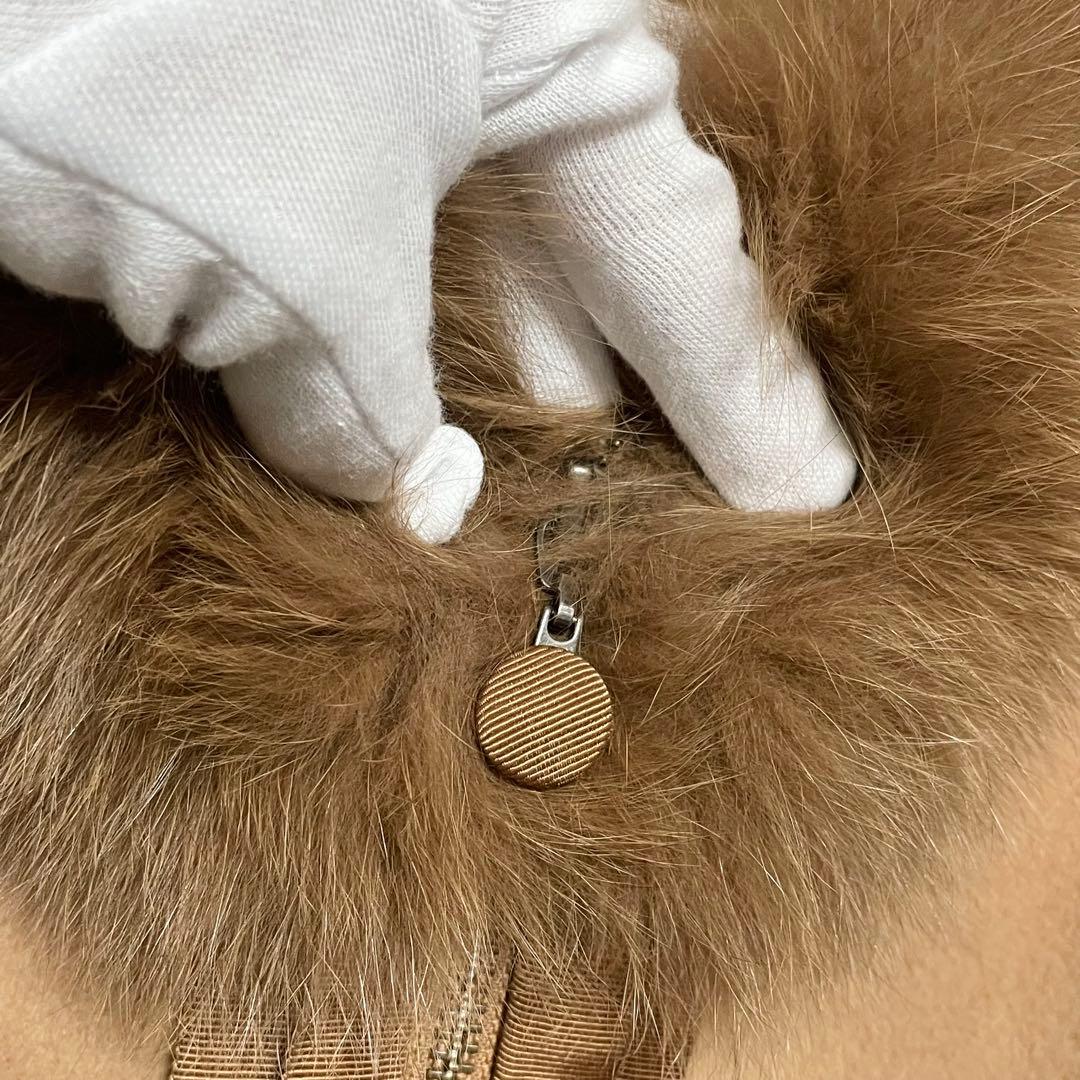 ☆美品☆ランバンオンブルー　ブルーフォックスファー付きウールコート　アンゴラ混