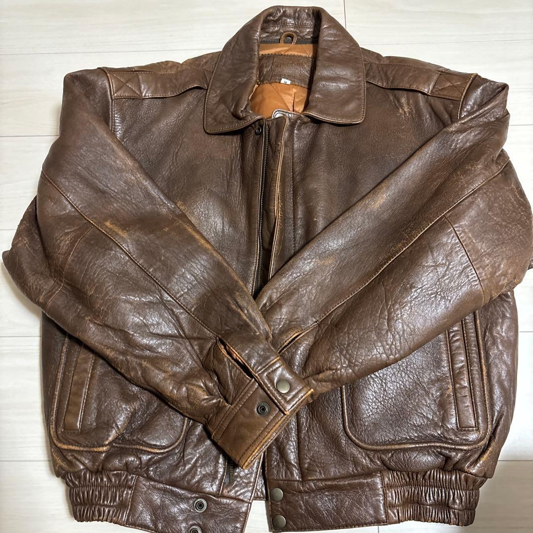 【早い者勝ち】ブラウンレザー MA-1ジャケット Mサイズ