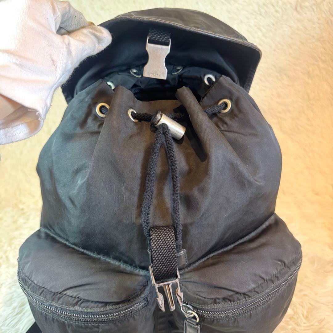 人気✨プラダ リュック 三角ロゴ サフィアーノレザー テスートナイロン ブラック