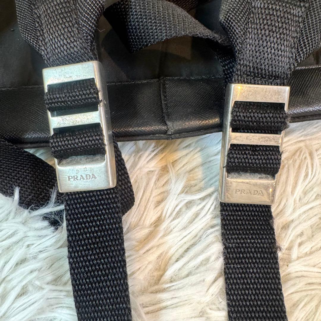 人気✨プラダ リュック 三角ロゴ サフィアーノレザー テスートナイロン ブラック