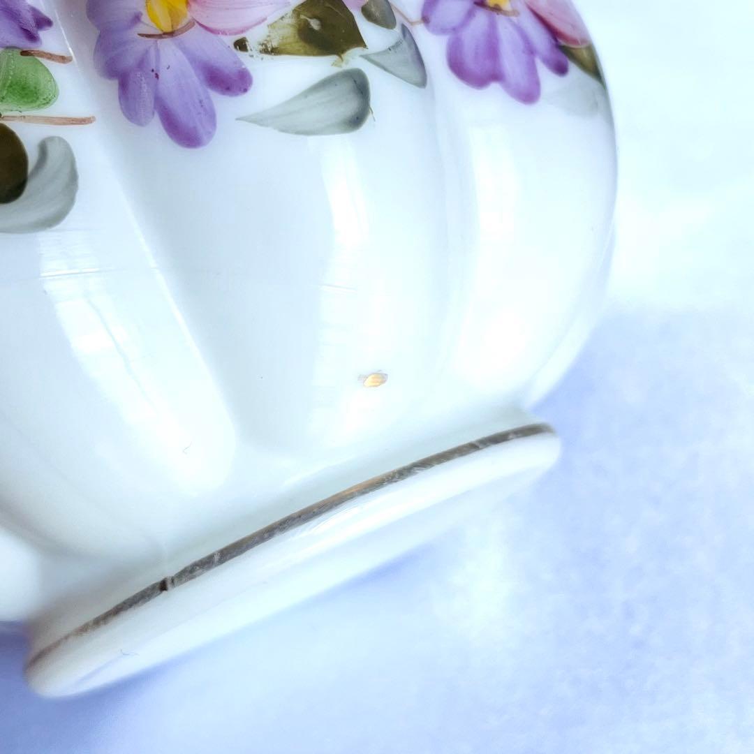 フェントン ピーチクレスト フラワーベース ローズ ペイント 金彩 ミルクガラス