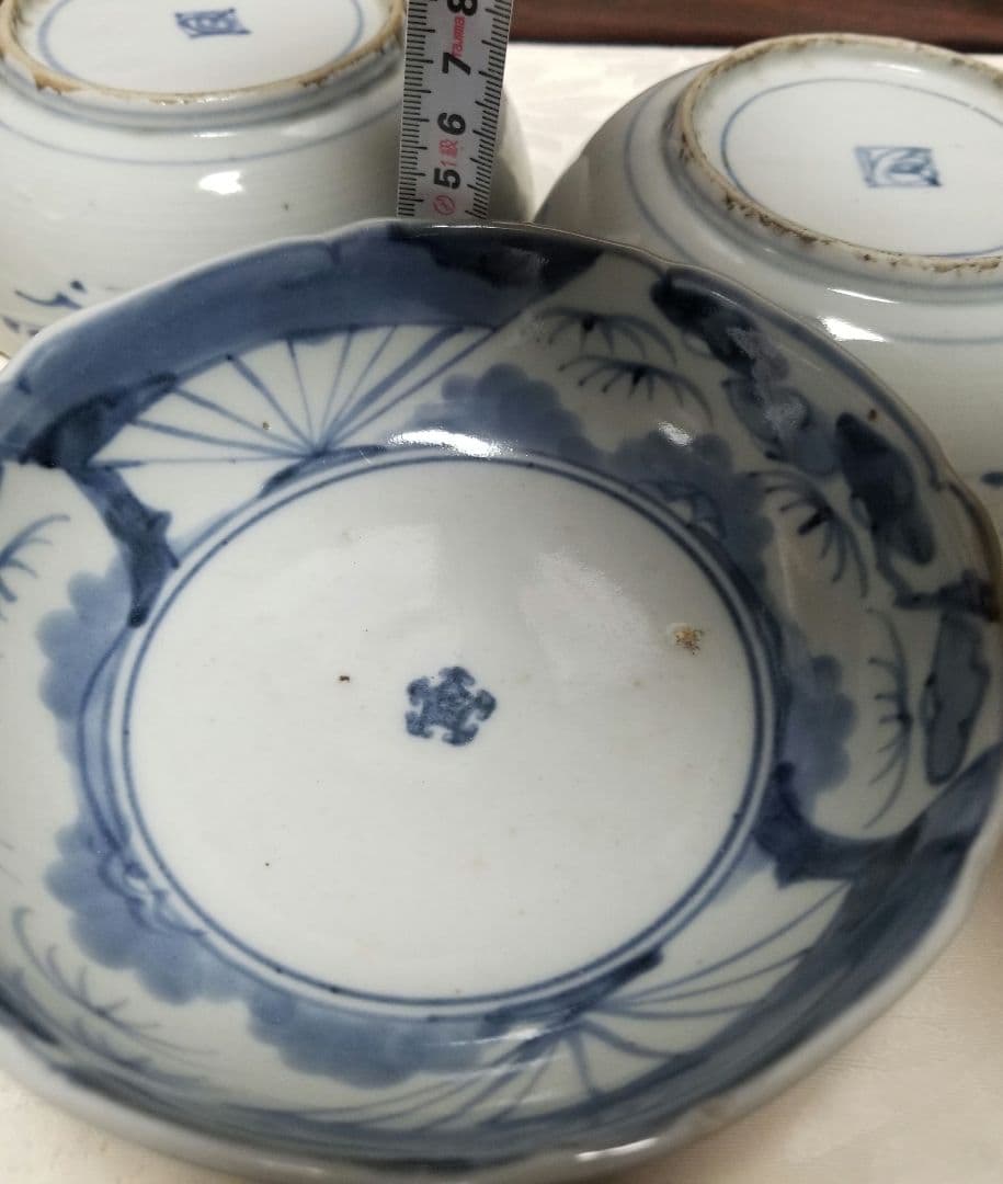 古伊万里 藍柿 松竹梅文 江戸中期 元禄 1688年-1704年頃4鉢