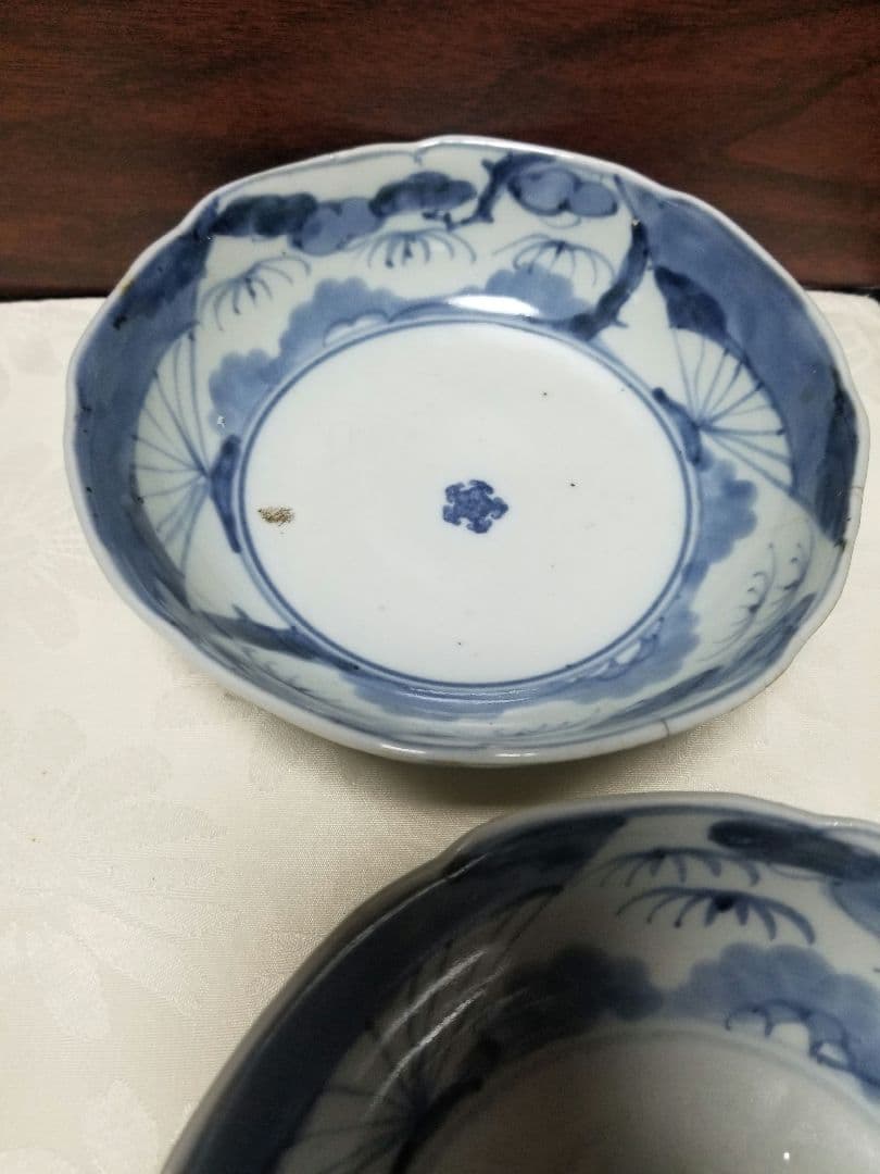 古伊万里 藍柿 松竹梅文 江戸中期 元禄 1688年-1704年頃4鉢