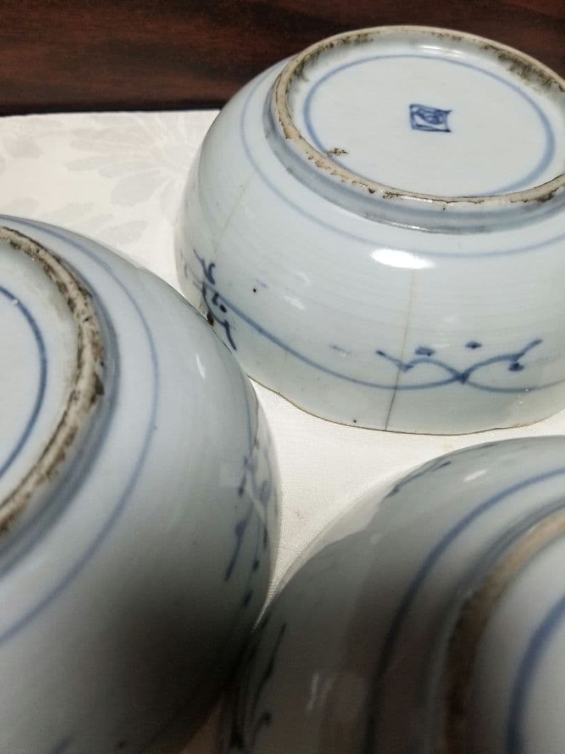 古伊万里 藍柿 松竹梅文 江戸中期 元禄 1688年-1704年頃4鉢