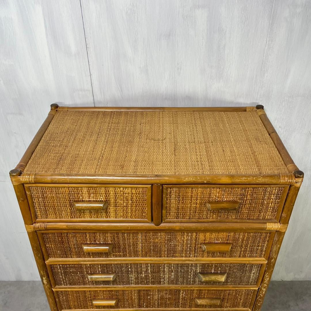 ヴィンテージ ラタンチェスト 7杯 籐家具 収納 ナチュラル レトロ ビンテージ
