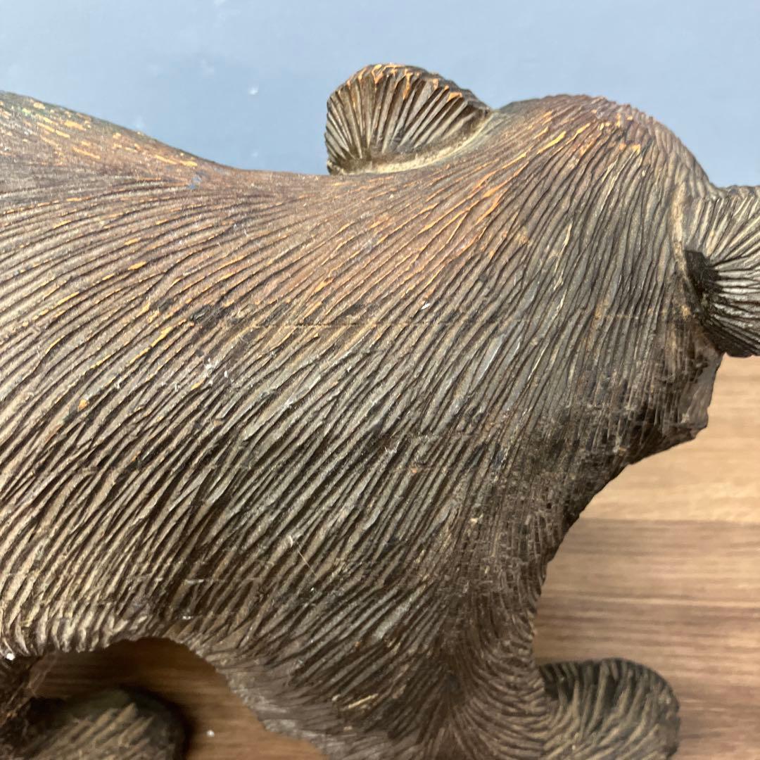 E-4 ③木彫りの熊 鮭背負い 置物 北海道 民芸品 アンティーク 木彫り 熊