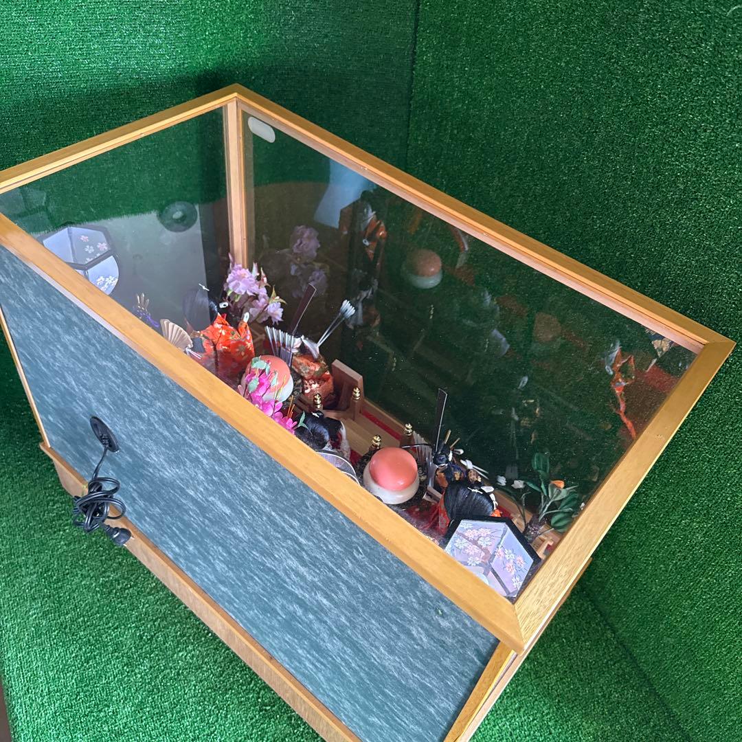 ＆【A0181】 特選 菊水作 古雛人形飾 御七人飾り オルゴール/灯り付