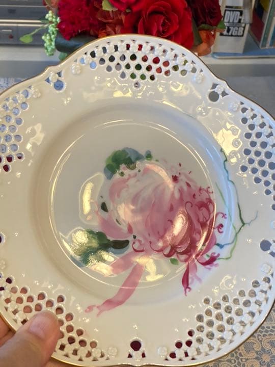 マイセン　飾り皿　透かし　箱あり