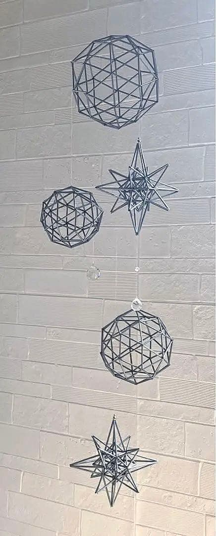 大型ヒンメリ✳︎シルバー ✳︎バブルズ＆シャインスター✳︎ダブルサンキャッチャー