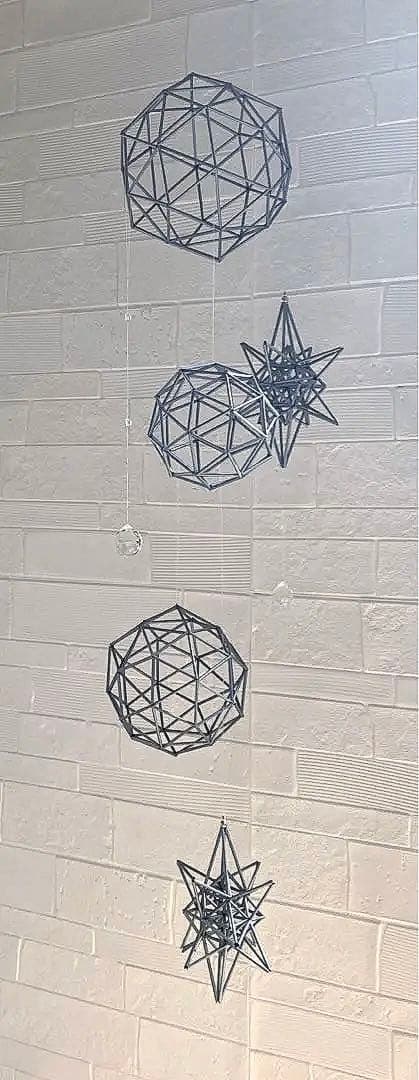 大型ヒンメリ✳︎シルバー ✳︎バブルズ＆シャインスター✳︎ダブルサンキャッチャー