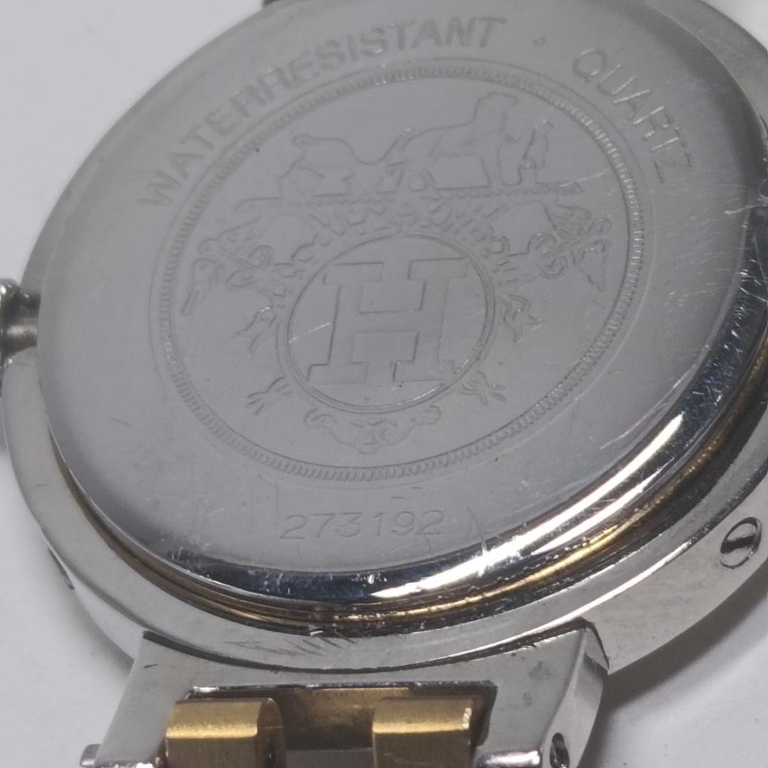 新品電池交換済 エルメス クリッパー 24mm アイボリーダイヤル コンビブレス