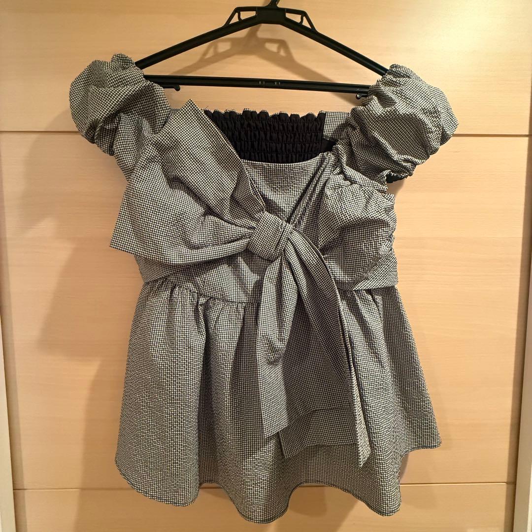 新品タグ付き FRAY I.D リボンディティールトップス チェック サイズ0