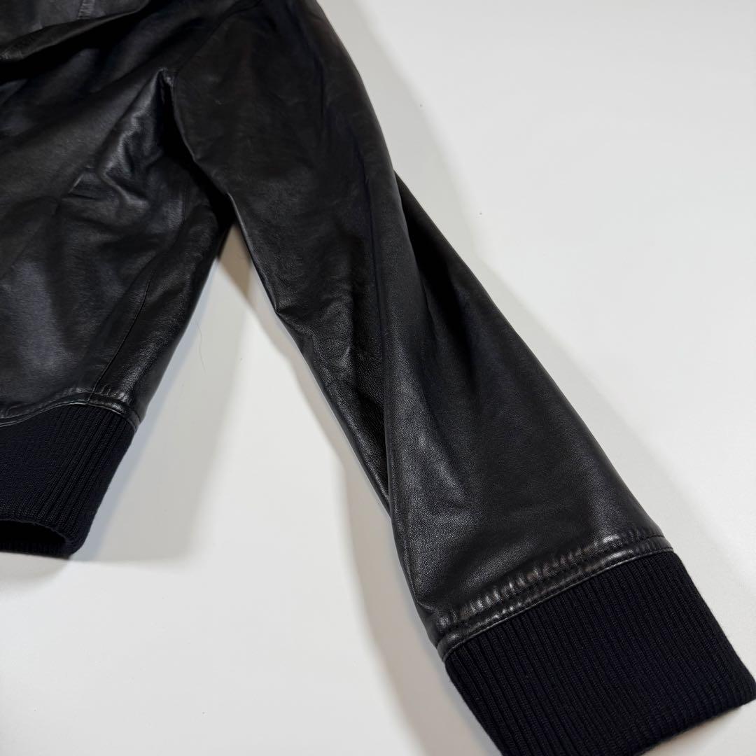 【新品未使用】【現行】バーバリー　ラムレザーパーカー　プルオーバー　黒　S